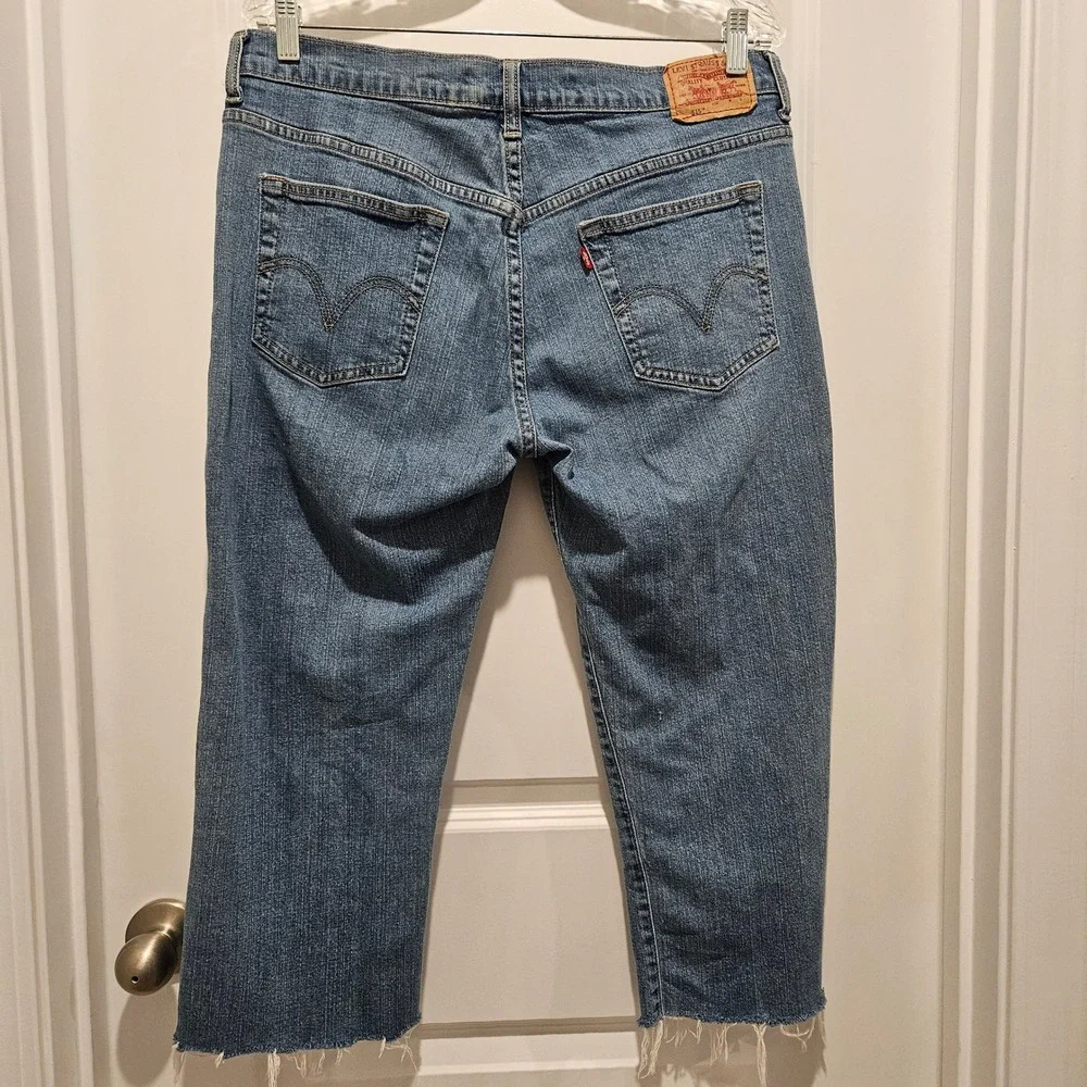 Levi's Jeans Womens 12 Blue 515 Nouveau Capris Raw Hem Stretch Denim Cropped